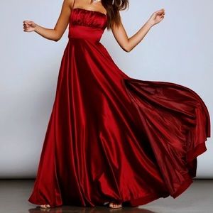 Windsor Burgundy Wine Satin Maxi Dress Gown